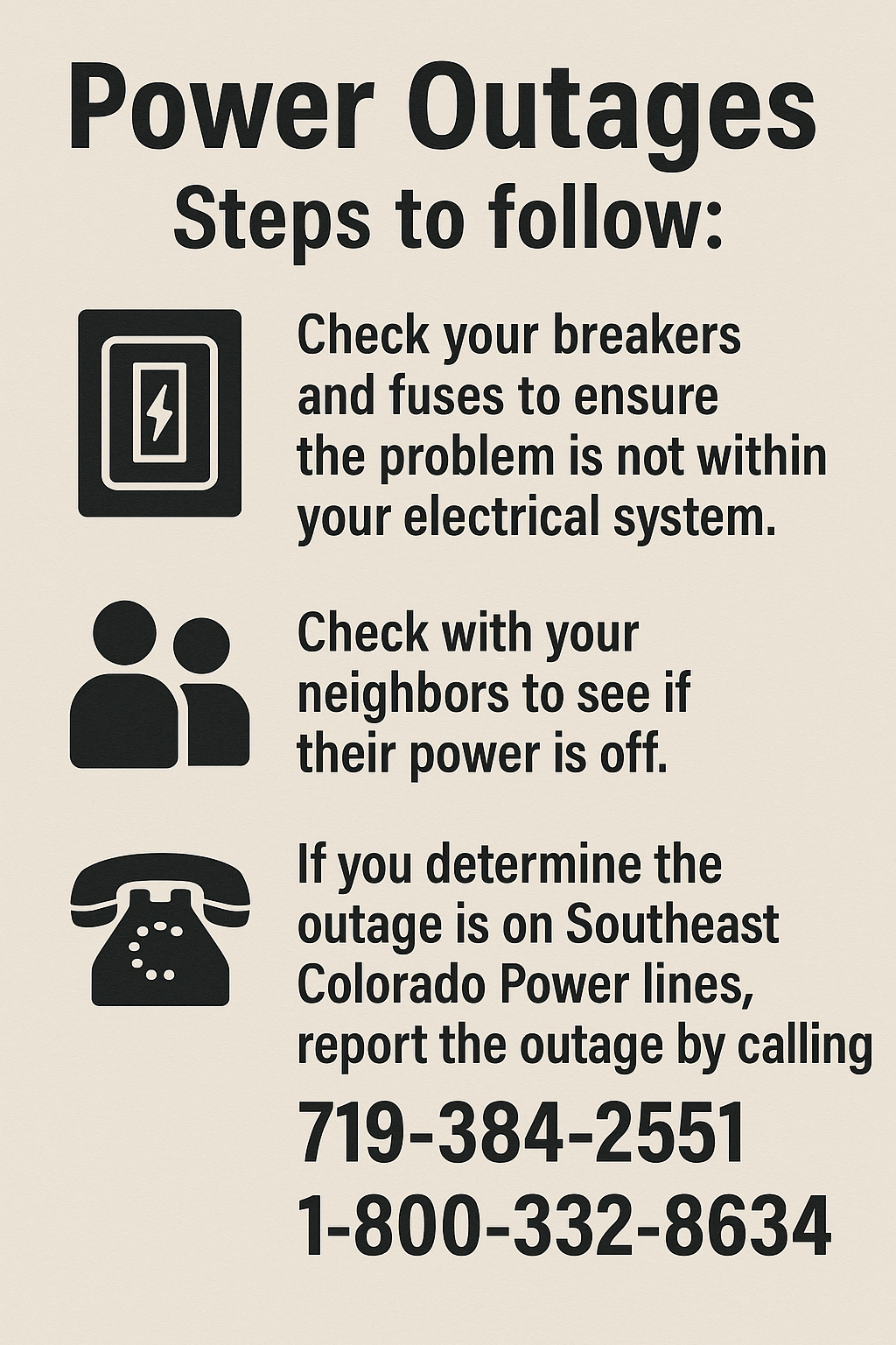 Power Outage - steps to follow